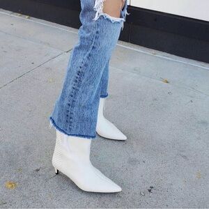 Anine Bing Reagan white leather boots, size 9
